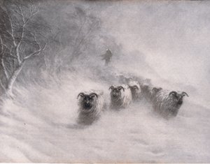 冬には嵐が吹き荒れます、Bibbbys Annual、1916〜1917 作： Joseph Farquharson